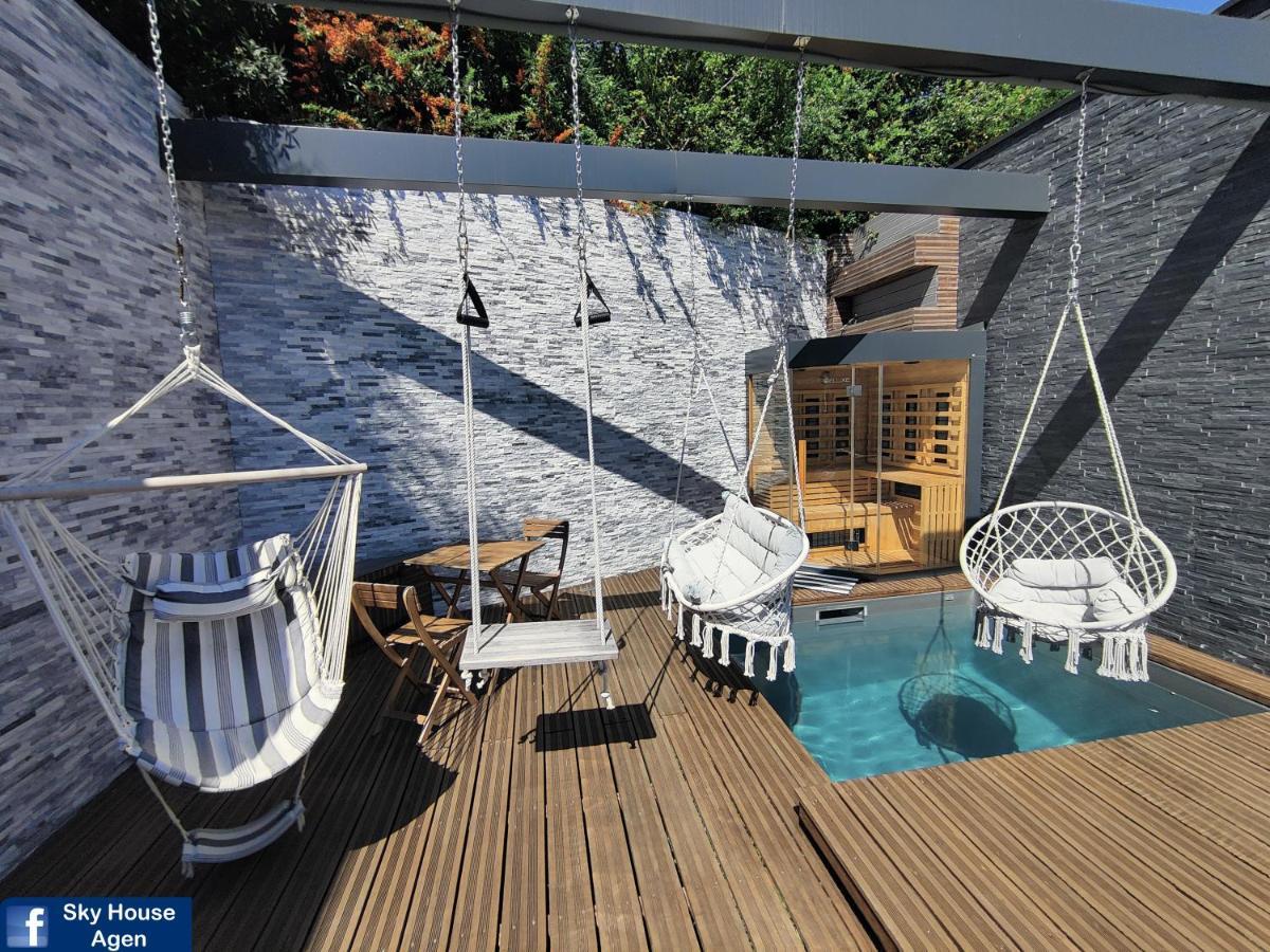 Piscine Chauffee Et Spa Jacuzzi Privatif Terrasse Sans Vis A Vis ,,,Sky House Agen,,, Luaran gambar